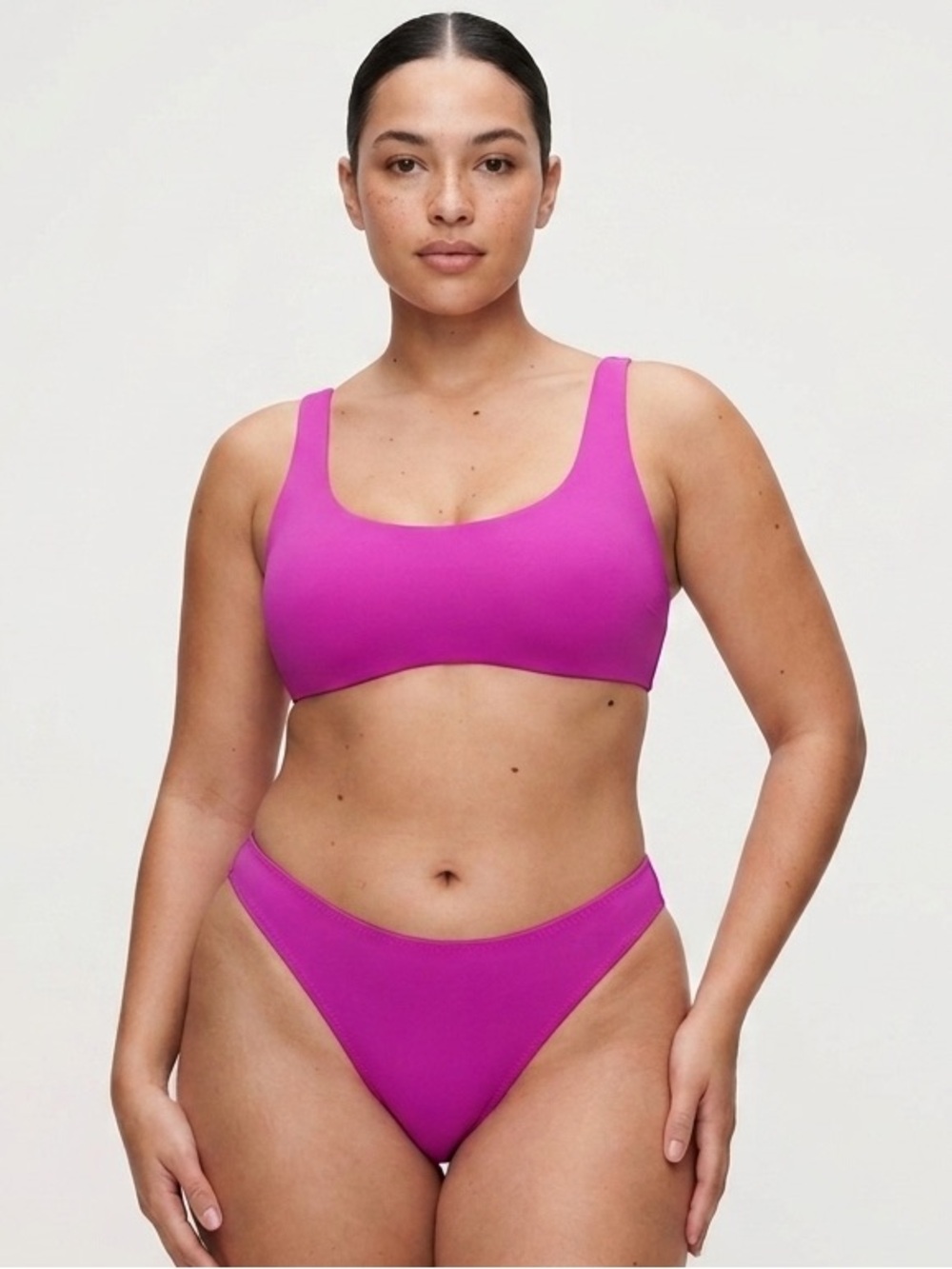 Good American Fushcia Pink High Cut Bikini Bottom Size Large 12/14